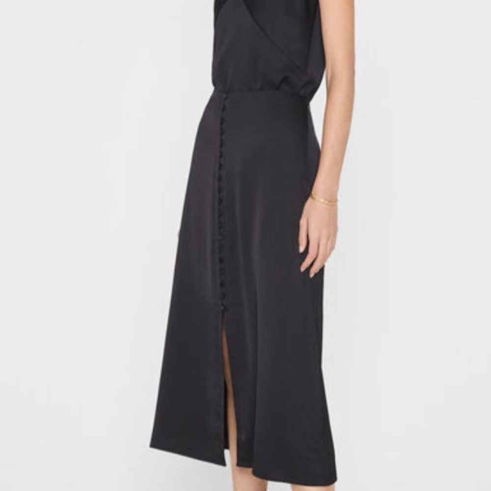 Club Monaco button front slip skirt (Size 6) Black